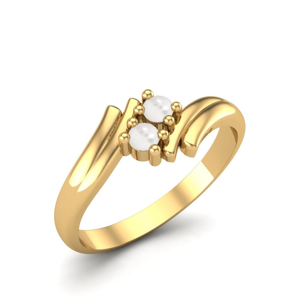 3MM Round Natual Pearl 925 Sterling Silver Gold Vemreil Two Stone Women Anniversary Wedding Ring