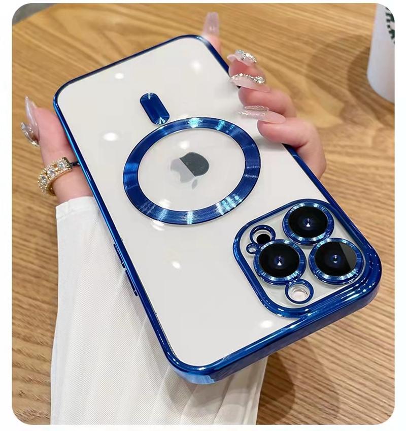 Luxury Wireless Charging Transparent Magsafe Case For iPhone 15 14 13 12 11 Pro Max X XR XS Plus Soft Cover