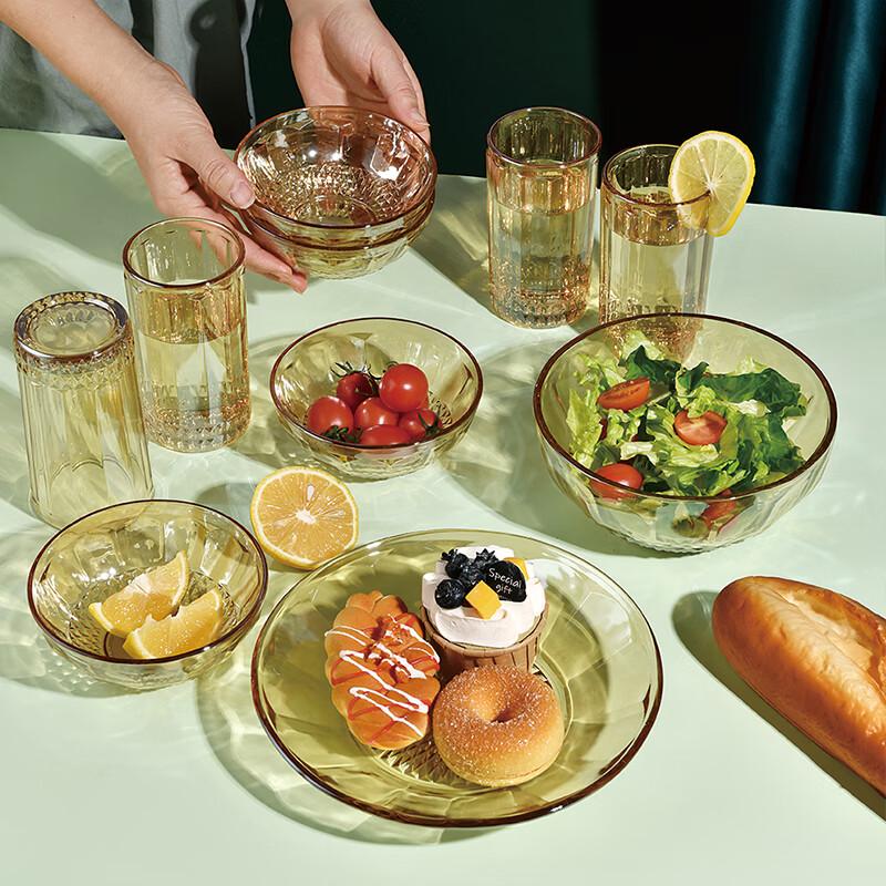 Chinese Style Light Luxury Glass Tableware 10-Piece Set