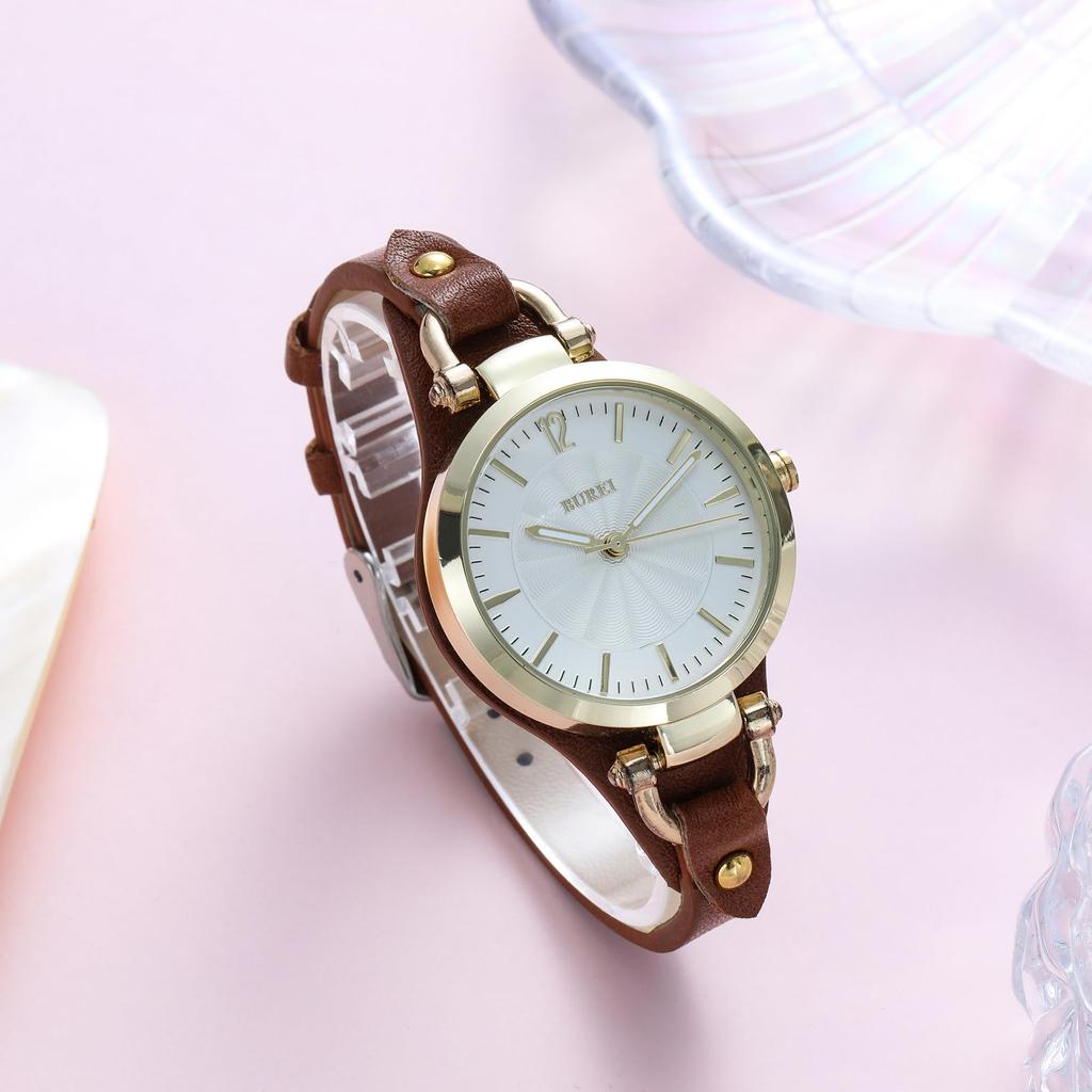 BUREI Women's Analog Quartz Watch, Waterproof, Simple, Stylish, Easy To Read, Leather Strap, Made In Japan, Perfect for Work or Commuting, Perfect As