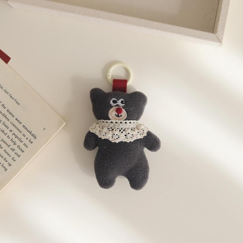 Kawaii Red Nose Little Bear Pendant Cute Cartoon Stuffed Doll Keychain Lovely Keyring Backpack Hanging Decoration Bag Charms