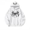 Spider Print Zip Up Hoodie for Men Women, Personalized Full Zip Hooded Sweatshirt, Streetwear Pullover Jacket with Pockets, Black