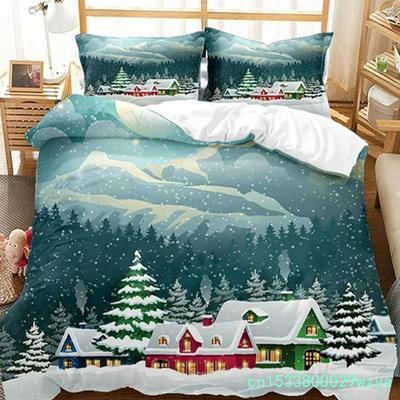 Christmas Duvet Cover Girls Boys Kids Bedding Country Farmhouse Holiday Xmas Tree Cartoon Cute Snowman Comforter Bedroom Decor