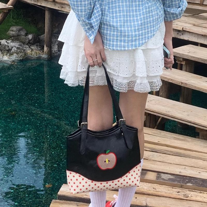 Ctrast Color Polka Dots Women's Shoulder Bag Cute Pattern Ladies Tote Underarm Bags PU Leather Female Handle Purse Handbags