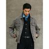 GXG Men's All-over Jacquard Washed Gray Denim Jacket