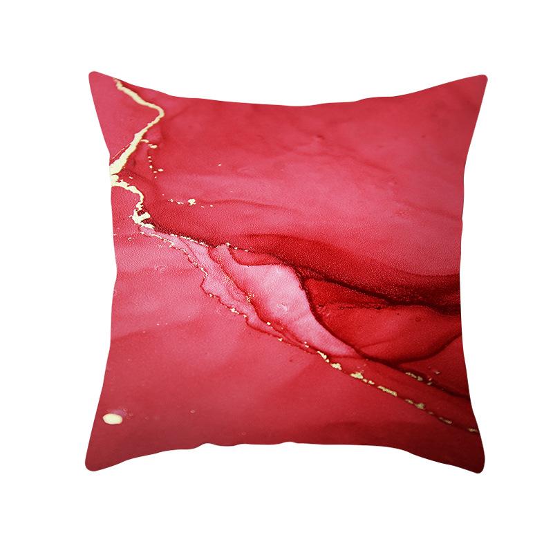 Nordic Marble Pattern Gold Edge Printed Peach Skin Pillow Cover Watercolor Ink Pattern Home Bedroom Pillow Cushion Cover