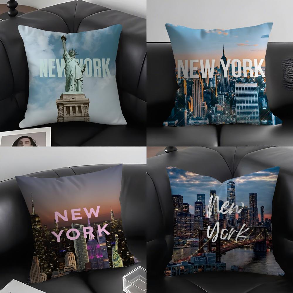 New York City Fashion Cushion Cover Pillowcase Ultra Soft Skin Friendly Fabric Cloud Like Comfort & Concealed Zipper