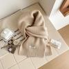 Gestrickter Schal Damen Wolle Winter Warme Schals Helles Einfarbiges Design Verdickter Schal Weicher Kaschmir-Pashmina Hals