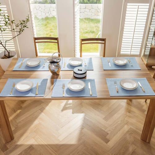 Demetex Reversible Placemat, Cotton-Linen Fabric, Stylish, Scandinavian-inspired Placemat for Parties, Luxury Placemat, Solid Color, Tableware, Gift,