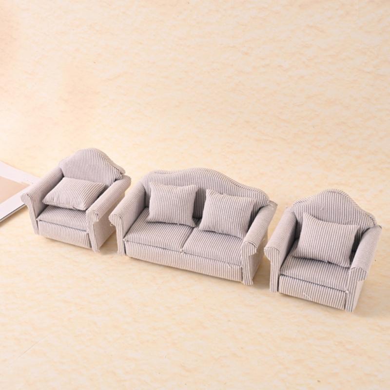 Handmade Miniature Sofa Model Figure 1/12 Dollhouses Decorative Accessories Detailed Wooden Furniture for Craft Project