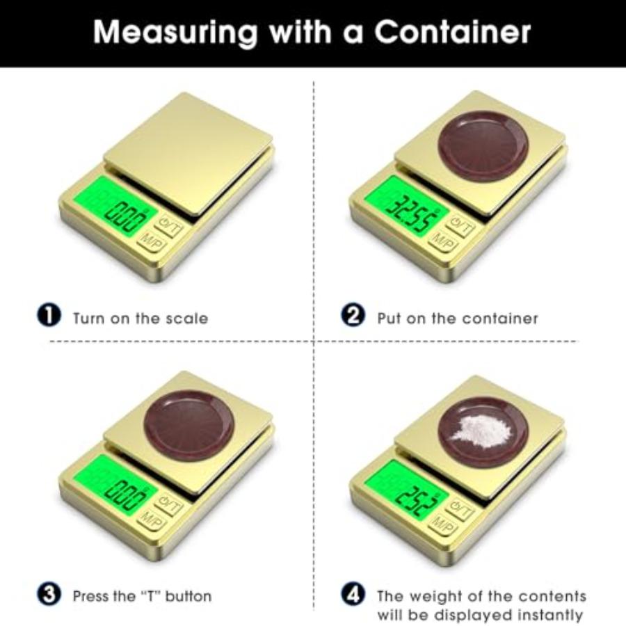 Digital Pocket Scale 500g x 0.01g High Precision Gram Scale Portable Jewelry Scale with Protective Cover Backlit LCD 7 Units Ta