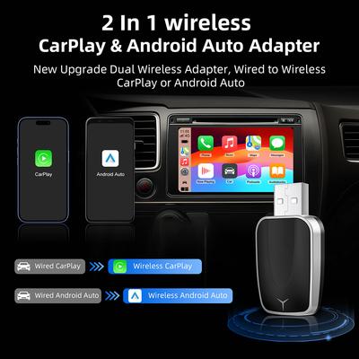 2in1 Kabelloser CarPlay Dongle Kabelloser Android Auto Adapter KI Smart Box Intelligente Systeme für Auto Mit Kabelgebundenem CarPlay