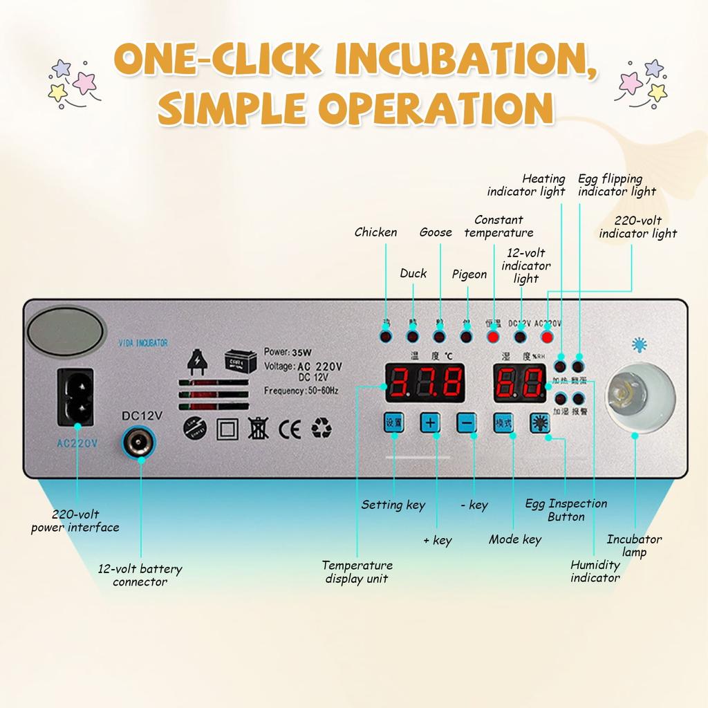 16/36 Egg Incubator for Hatching Chickens, Automatic Egg Turner, Clear Candler for Poultry, Duck, Goose Eggs