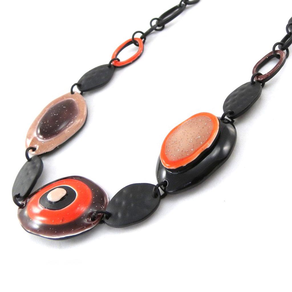 NOA [J2234] - Designer Necklace 'Coloring' Orange Brown