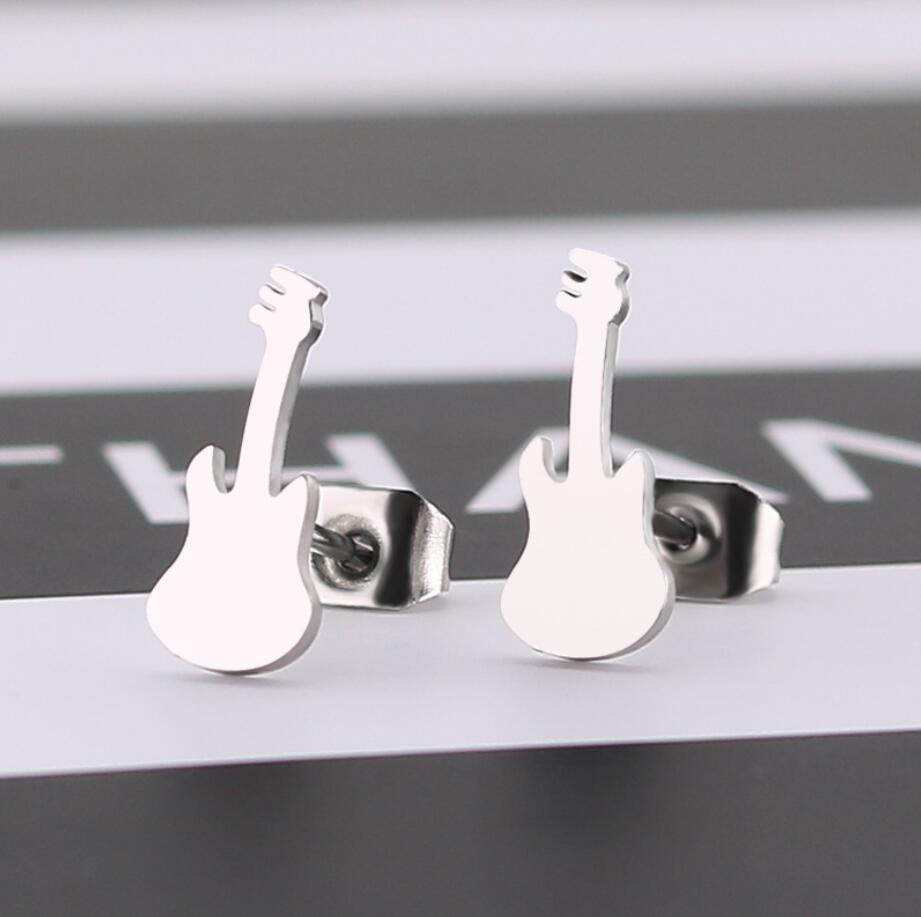 18K Gold Plated Violin Earrings - Stainless Steel, Stylish European  American Design