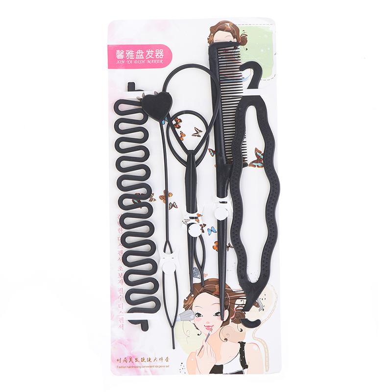 6Pcs/Set Hairstyle Braiding Tools Pull-Through Hair Needle Hair Disk Hair Comb