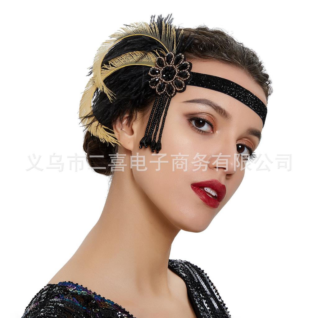 Hot-selling European and American Retro Feathers Hair Accessories Ball Show S Headband Indian Headband Peacock Feathers