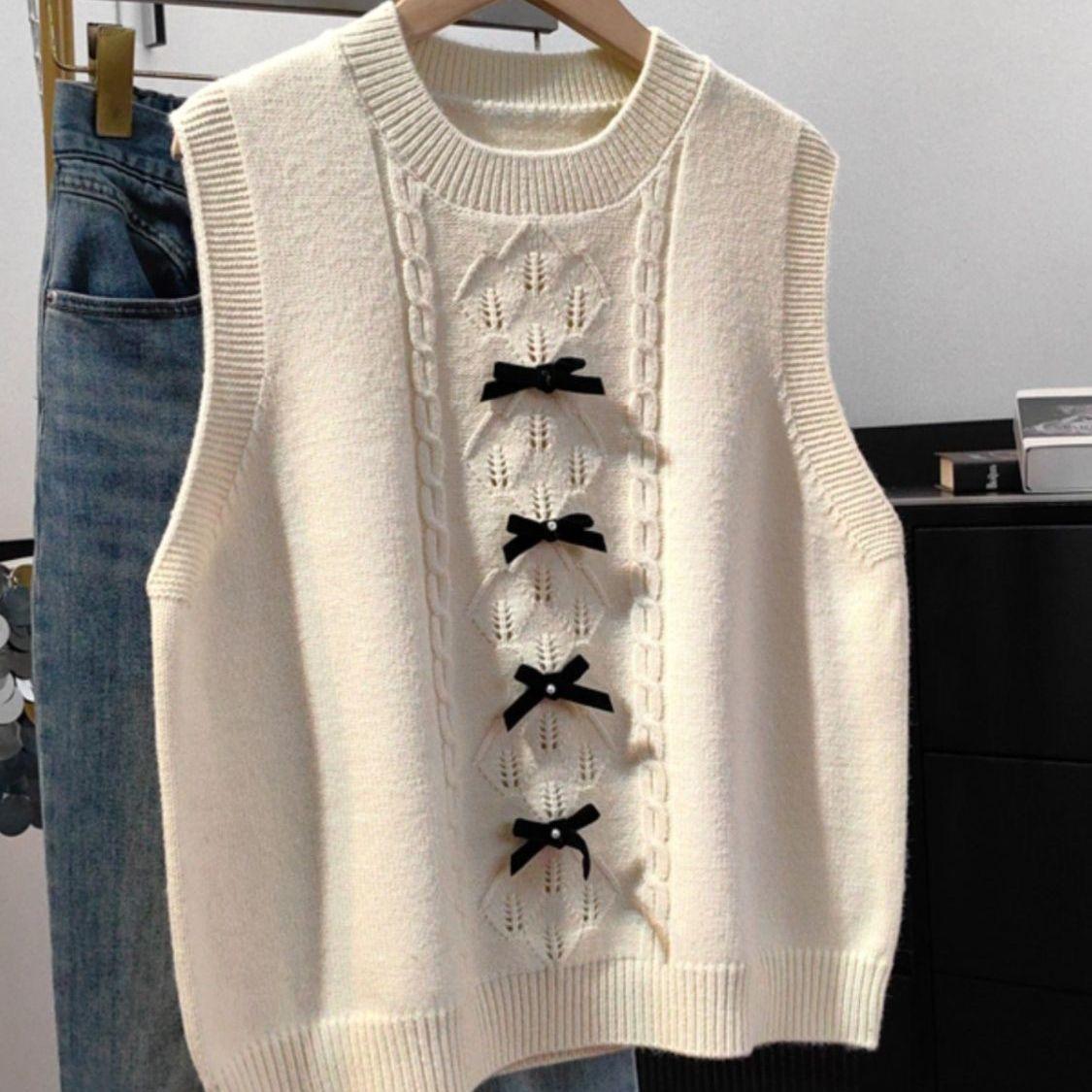 

Женский вязаный жилет в студенческом стиле, милый студенческий модный вязаный жилет без рукавов, темпераментный повседневный 2XL
