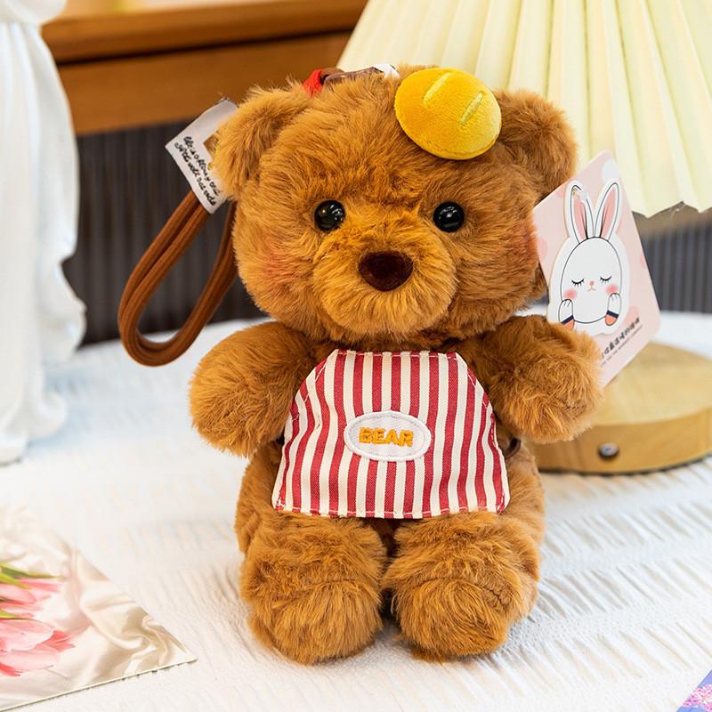 Cartoon Fox Plush Toy With Striped Outfit For Bag Decoration And Collection
