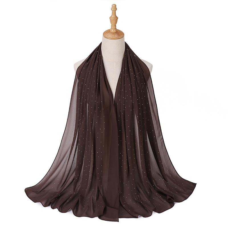 New Malaysia-Indonesia Pearl Chiffon Gypsy Hot Diamond Headscarf, Spring and Summer Long Ladies Hijab Scarf