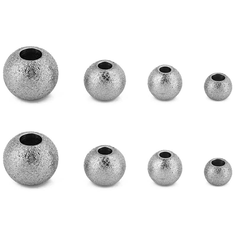 

20pcs Frosted Stainless Steel Bracelet Necklace Beads 4 5 6 8 mm Never Fade PVD Large Hole Spacer Beads For DIY Jewelry Making 4mm
