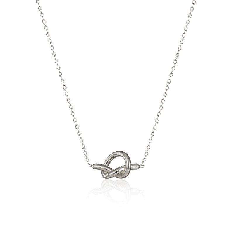 Designer Gold Color Stainless Steel Heart-shaped Knot Pendant Necklace Stud Earrings Set for Woman Korean Jewelry Accessory Gift