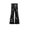 FlowStreet Coated Glossy Patent Leather Flared Jeans