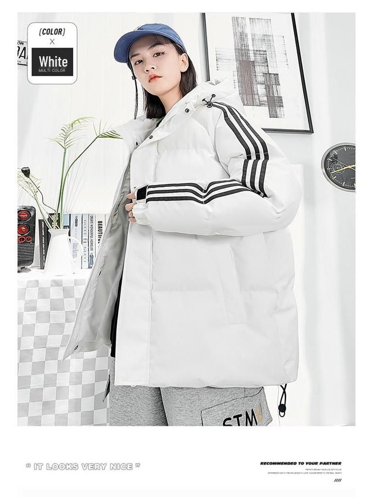 Stilvolle Herren Winter Daunen-Baumwolljacke mit Kapuze - Trendige, Warme, Dicke, Locker geschnittene Outerwear im Hong Kong Stil für Paare.