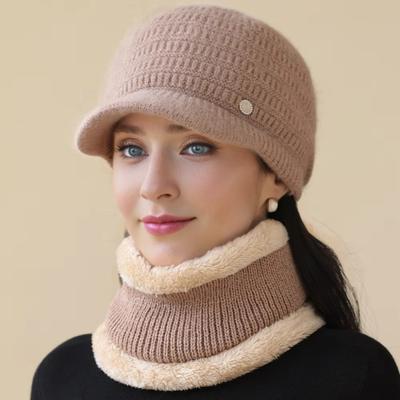 Nowy Damski Zimowy Kapelusz Moda Ciepły Zestaw Pluszowa Podszewka z Futra Ciepłe Czapki Dla Kobiet Casualowe Futro Królika Zimowy Outdoorowy Dzianinowy Komplet