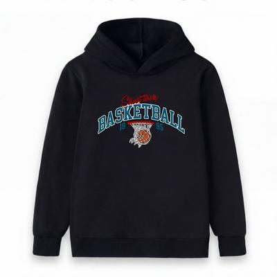 Kids Boys Girls Pullover Hoodie, Vintage Street Team Basketball 1995 Pattern Casual Long Sleeve Hooded Sweatshirt for Sports Daily Wear for Children