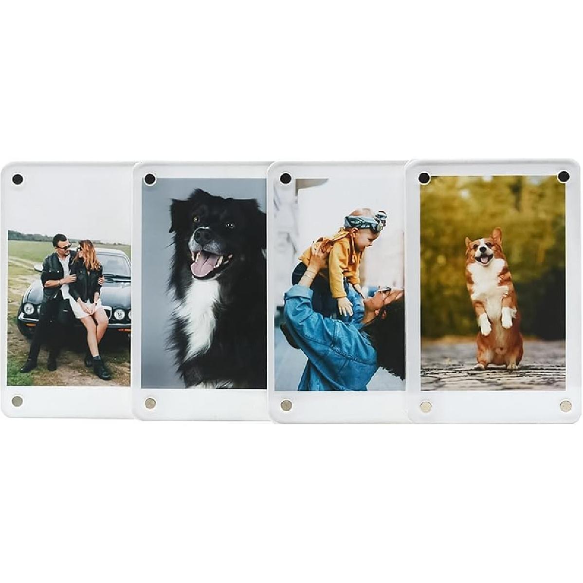 Polaroid Frame Magnetic, Magnetic Instax Mini Photo Frames 2x3, Acrylic Fridge Refrigerator Magnet Frame[8 Pack 16Pcs] 4 Pack