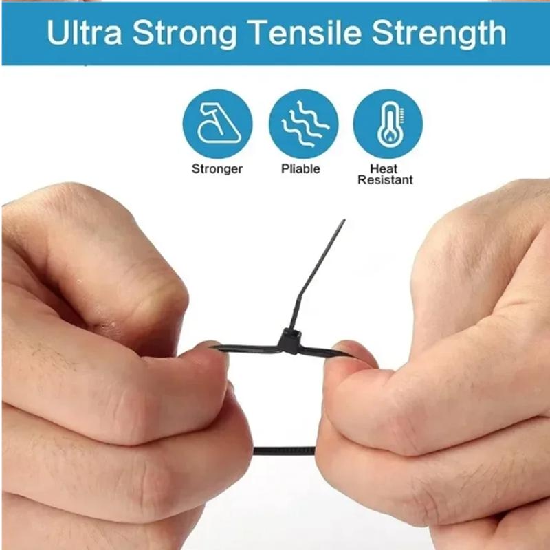 100Pcs Nylon Cable Ties Self-locking Cord Ties Straps Adjustable Cables Fastening Loop Home Office Wire Zip Ties
