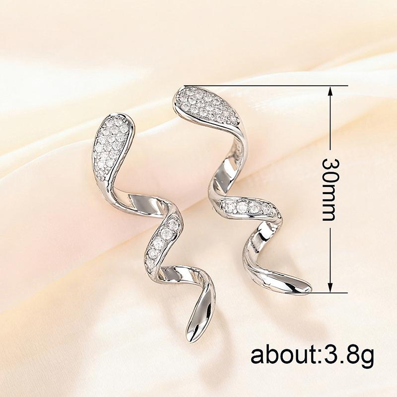 Xiaomi Huitan Elegant Women Twist Design Drop Earrings Trendy Party Wedding Inlaid Shining CZ Charming Accessories Jewelry for Lady