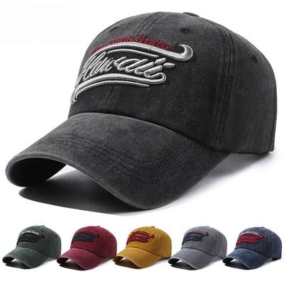 Hat Unisexs Spring and Autumn Washing Embroidery Alphabet Baseball Cap Retro Peaked Cap WoUnisexs Tide Casual Shade Sports Sun Hat