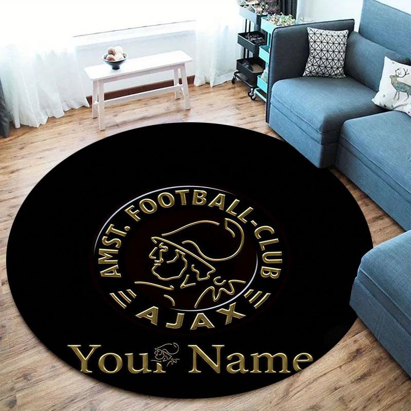 AFC Ajax Custom Name Round Area Rug,Carpet Rug for Living Room Bedroom Sofa Playroom Decor,Non-slip Floor Mat