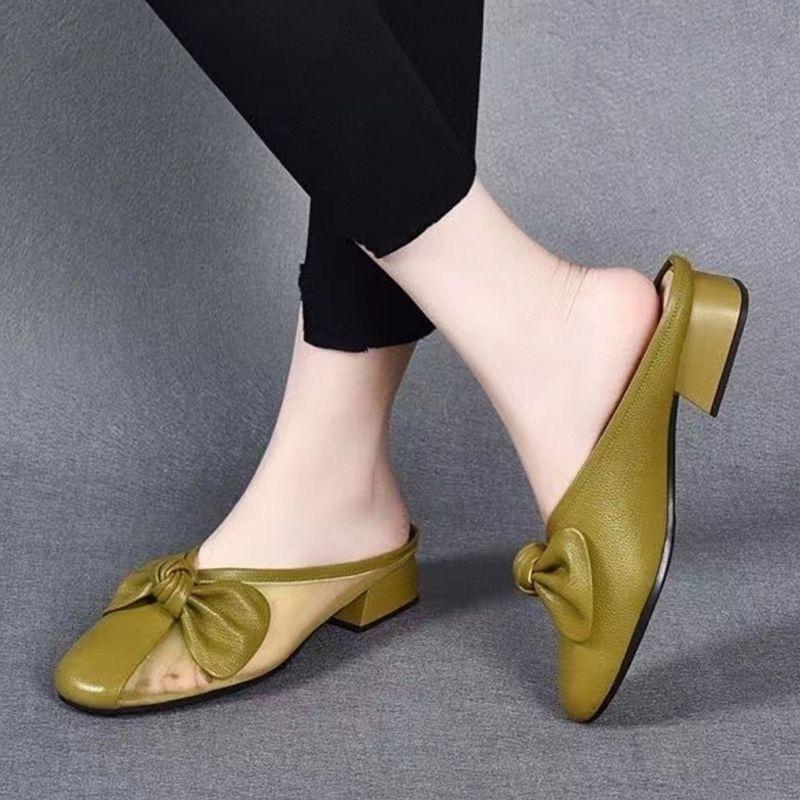 

Women s Slippers Summer Baotou Breathable Mesh Casual Hundred Half Slippers 41 жовтий