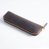 Portable Handmade Pencil Case Cowhide Compact Pen Bag Retro Zipper Closure Pen Protective Sleeve School Supplies
