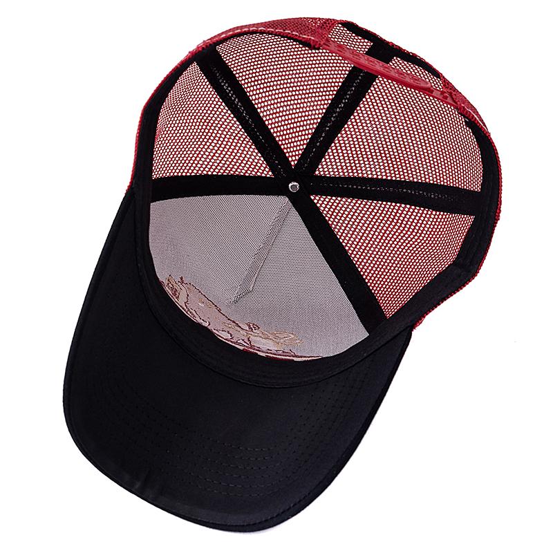 Unisex STATION Letter Summer Fishing Cap Breathable Mesh Trucker Hat Big Bison Bulls Embroidered Snapback Hat