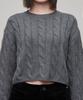 MUSINSA STANDARD WOMAN Women'S Angora Blend Cable Crop Knit [Medium Grey]