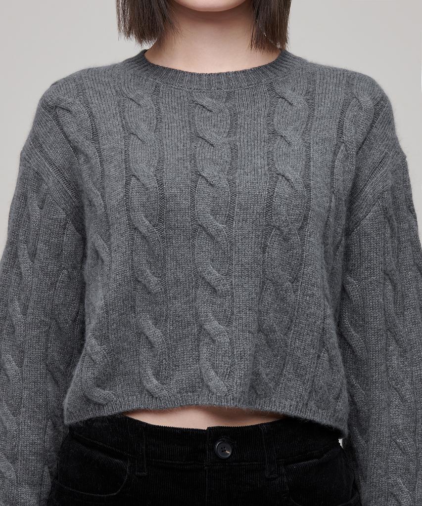 MUSINSA STANDARD WOMAN Women'S Angora Blend Cable Crop Knit [Medium Grey]