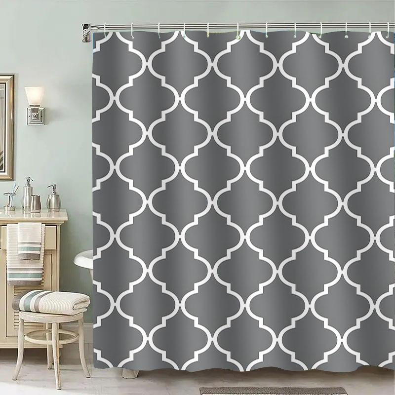 Jit1pc Easy Curved Pattern 2D Flat Shower Curtain, High-End Elegant Bathroom Curtain Shower Curtain, Shower Curtain Home Decorat