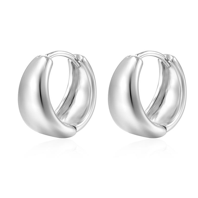 able Women'S Copper Material Trend Hoop Earrings Smooth Round Earrings Brand Hoop Earrings Jewelry