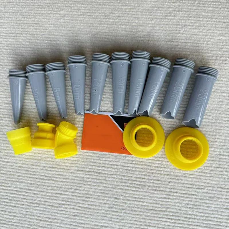 15Pcs Caulk Finisher Caulking Nozzle Tips Kit Replacement With Connection Bases For Bathroom Glass Doors V-Shaped Gluing Nozzle