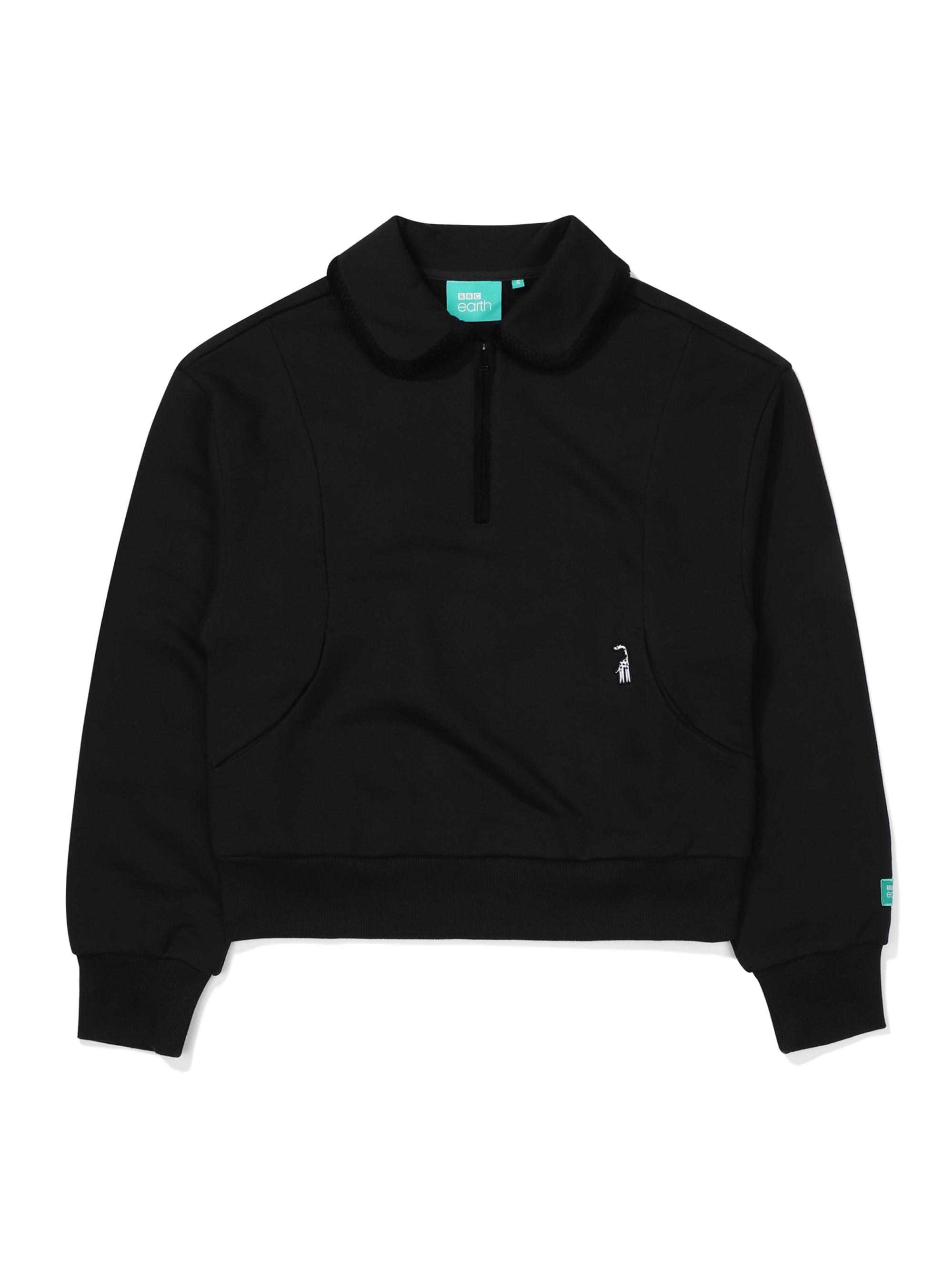 W Collared Neck Half-Zip Sweatshirt_Black Black/090