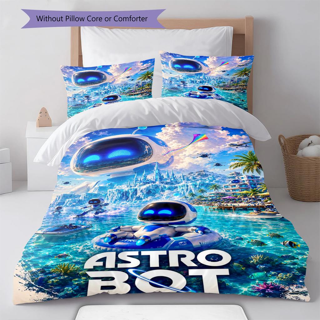 Biancheria da letto con motivo ASTRO BOT, Set piumone Copripiumone Federa Regalo di Compleanno per la Casa (1 * copripiumino + 2 * federa, senza nucleo)