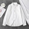 White Cotton Shirts Women Turn Down Collar Embroidered Long Sleeve Blouse Spring Autumn Loose Casual Tops Button Lapel Office Sweet Simple Clothing