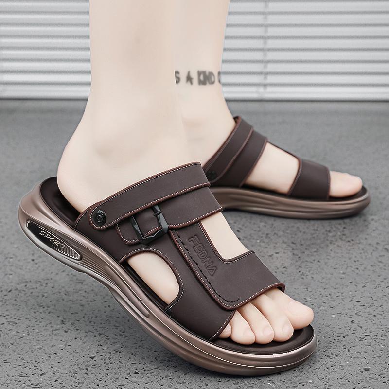 Men's Sandals Summer Outdoor Waterproof Anti Slip Casual Sandals Thick Soled Comfort Beach Shoes Dual-purpose Driving Slippers