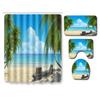 Beach Shower Curtain Floor Mat Combination Four-Piece Set Bathroom Toilet Carpet Shower Room Mat Foot Mat