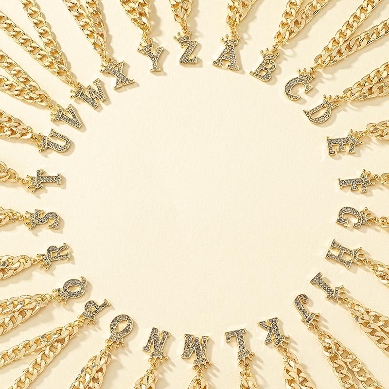 

Минималистичный модный браслет с подвесками в виде букв алфавита: Женский тренд знаменитостей с короной, инкрустированной бриллиантами. Model U