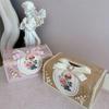 Korean Romantic Tissue Box Oil Painting Style Lace Tissue Box Pearl Bow Fabric Household Car Paper Box Pink Green Brown